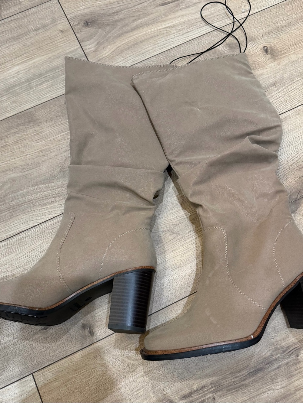 Maurices Beige Mid-Calf Block Heel Boots